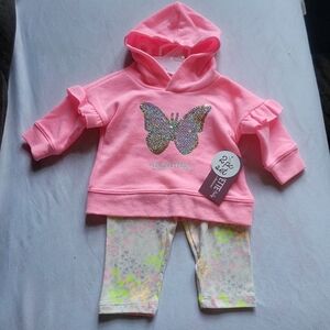 Nannette 2 PIECE BABY OUTFIT BUTTERFLY HOODIE AND PANTS 3-6 MO new